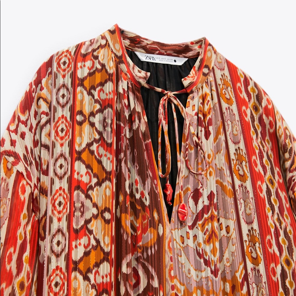 Zara Medium, Multicolor Geometric Print Dress. Go… - image 5